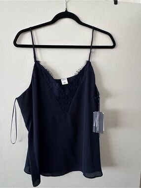 NWT Melrose and Market Navy Blue Lace-Trim Camisole Size Large